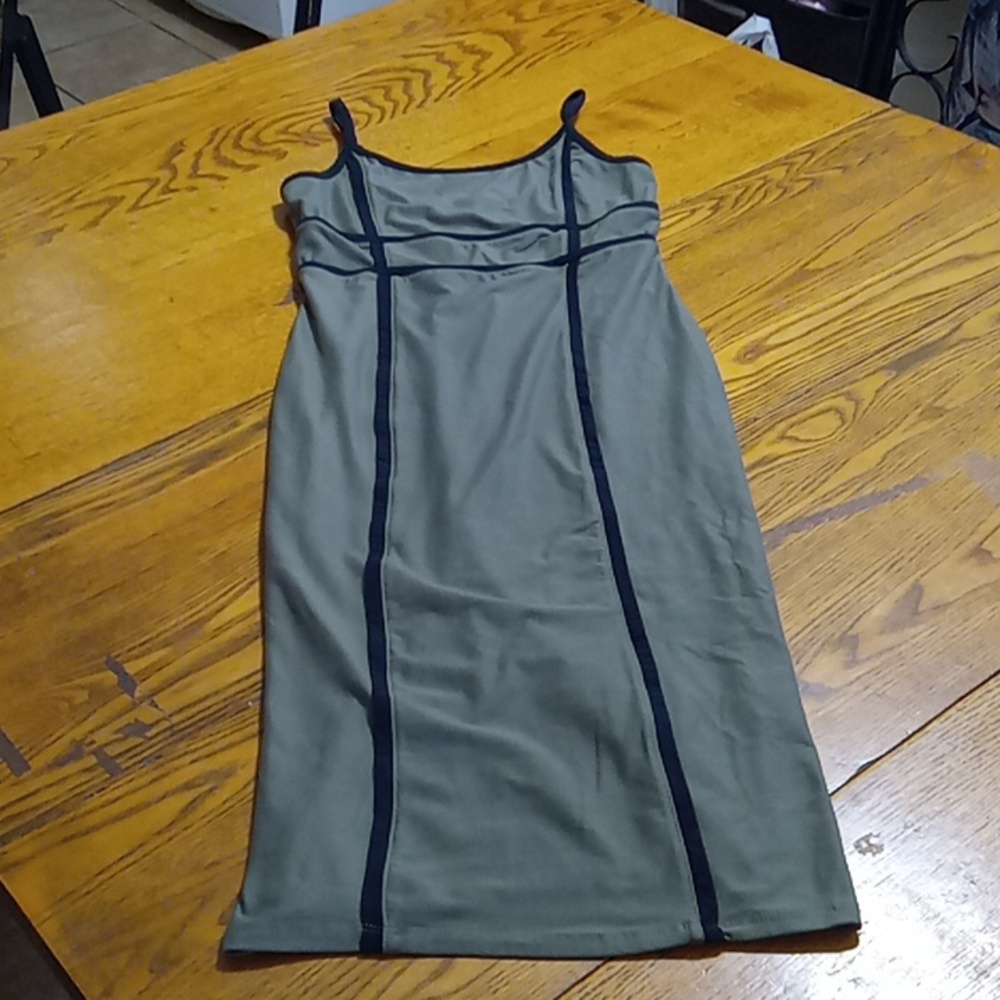 DEREK HEART Womens Dress NAVY GREEN Preowned Straps Casual Bodycon Summer